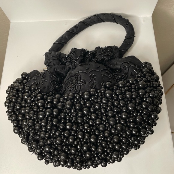 Far Nine Vintage Hand Beaded Black Clutch - Picture 2 of 5